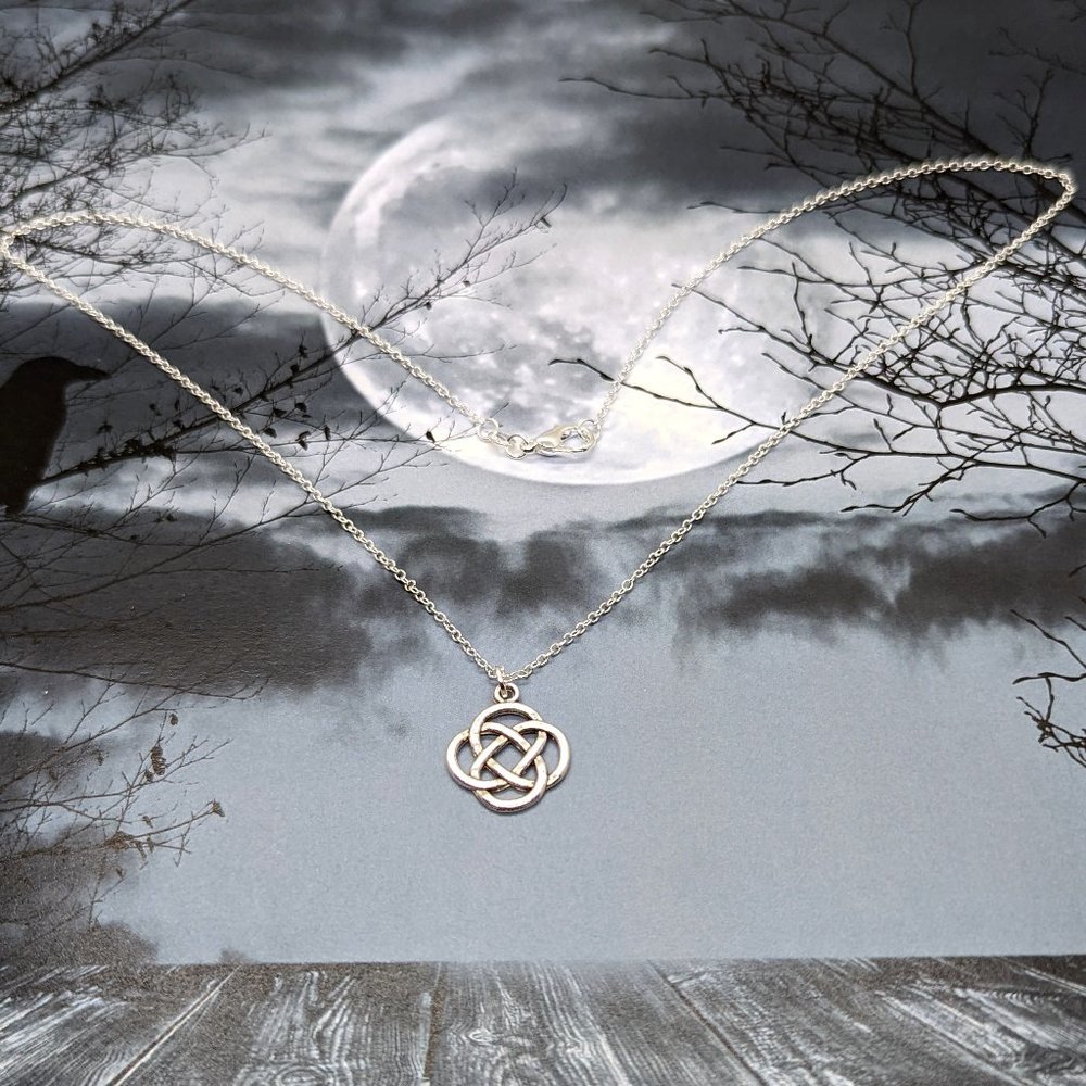 Silver Celtic Knot Protection Amulet Necklace - Picture 2 of 2